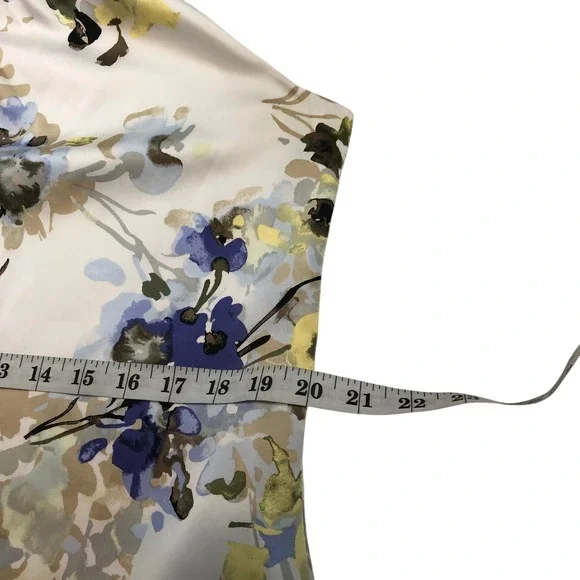 WHBM Watercolor Floral Satin Sleeveless Halter Tank Top Size 12 Office Business - Picture 10 of 10